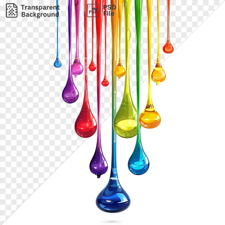 PSD increíble líquido arco iris gotea símbolo vectorial espectro gota de líquido en un jarrón de vidrio