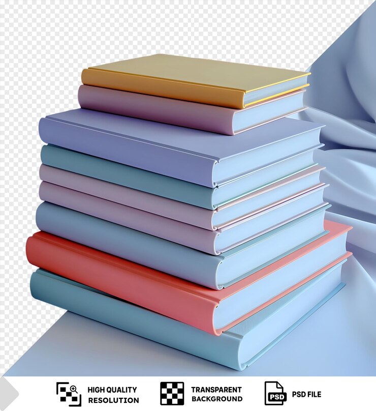 PSD increíble maqueta de libros apilados uno encima del otro png