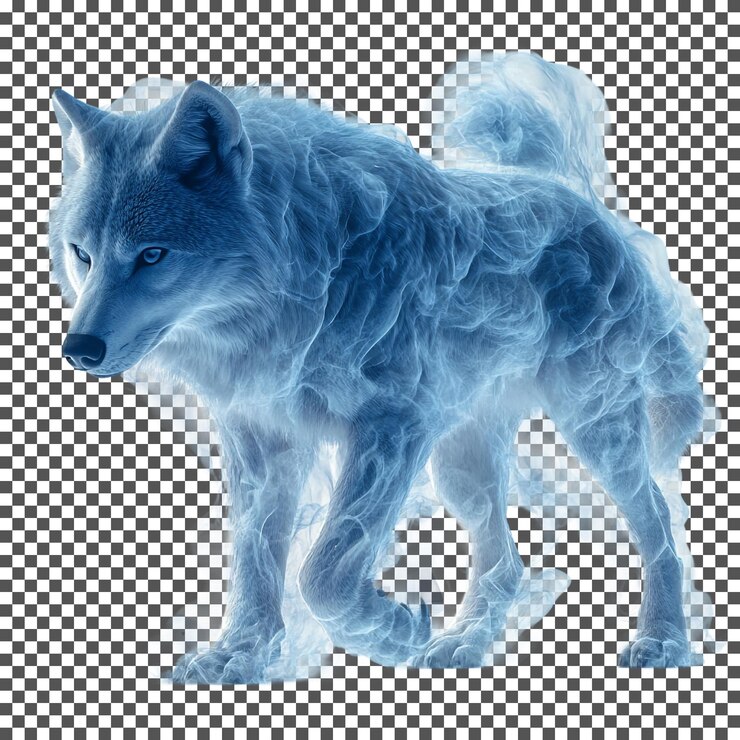 PSD increíble safari de lobos en el glaciar de navidad aislado sobre un fondo transparente