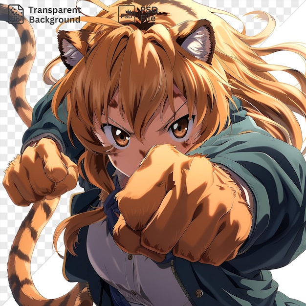 PSD increíble taiga aisaka de toradora con sus llamativos ojos negros y cabello fluido mira hacia la distancia mientras su mano descansa en su cadera