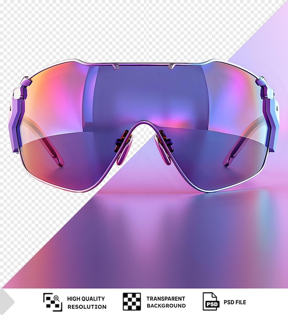 PSD increíbles gafas de sol deportivas para bicicletas sobre un fondo transparente contra la pared púrpura y rosa png