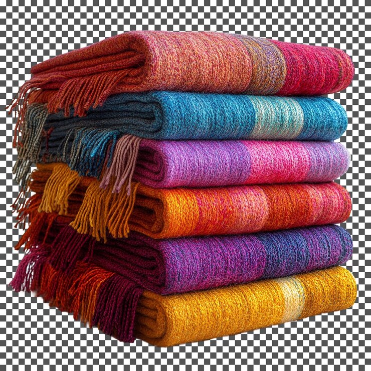 PSD increíbles mantas de colores aisladas sobre un fondo transparente