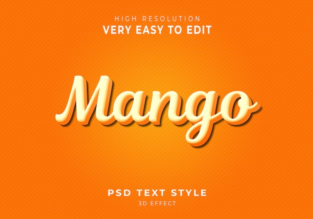 PSD incrível estilo de texto 3d em manga