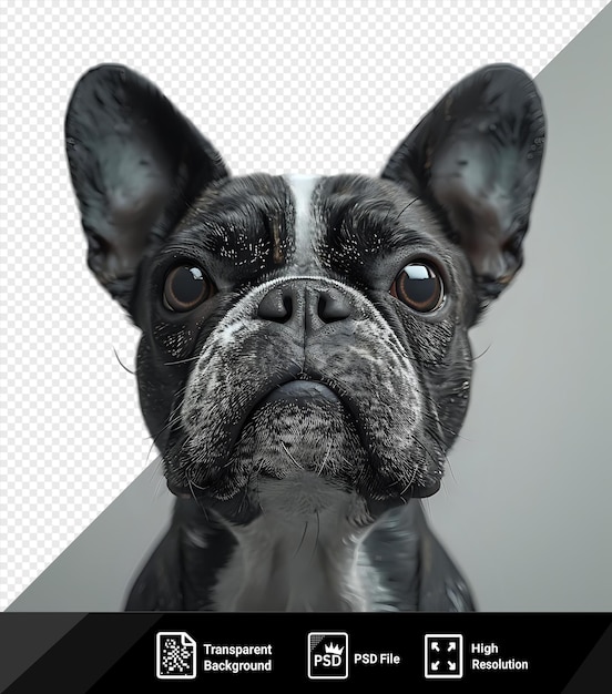 Incrível estúdio headshot retrato de boston terrier cão com a cabeça inclinada olhando para a frente contra um fundo isolado branco