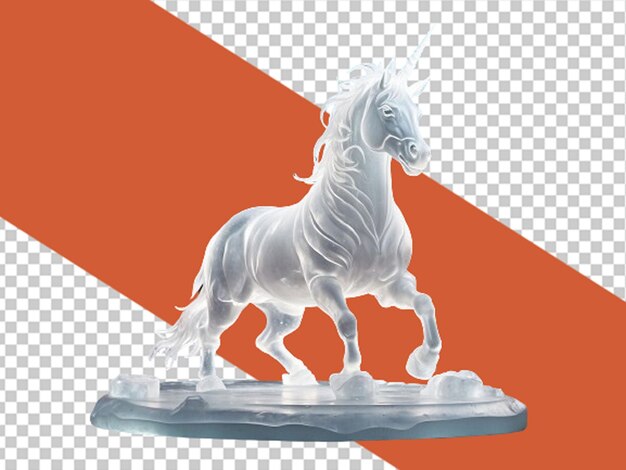 PSD une incroyable sculpture de glace blanche à la licorne.