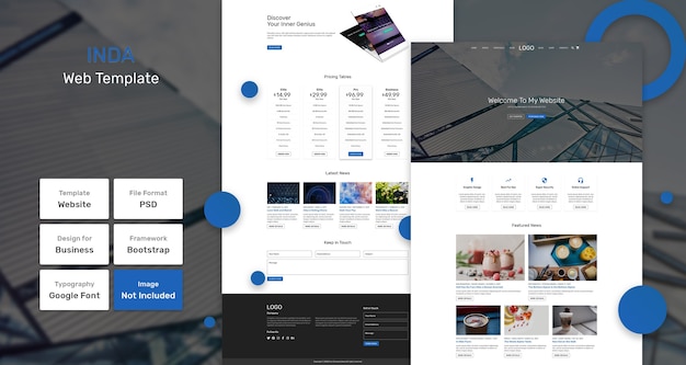 PSD inda business und agentur web-vorlage