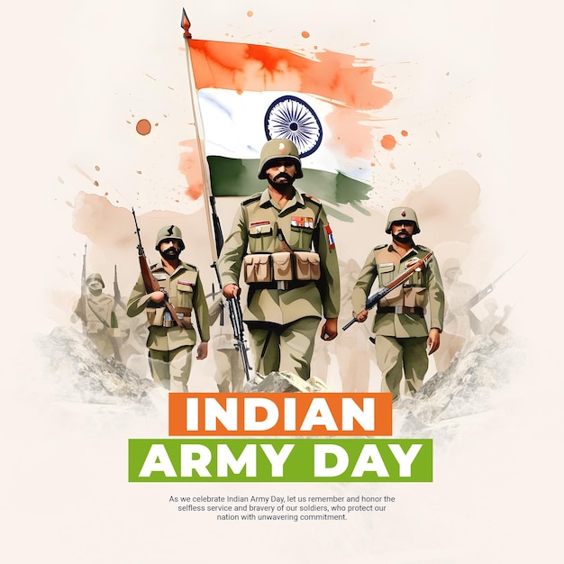 PSD india army day feier social media post vorlage banner