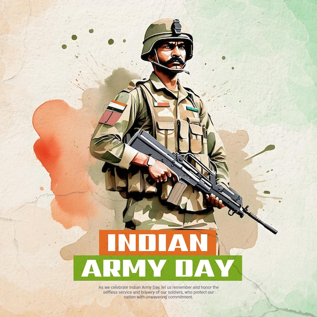 PSD india army day feier social media post vorlage banner