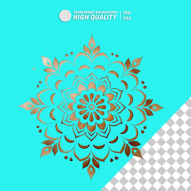 PSD indian only one rangoli stencils on transparent background
