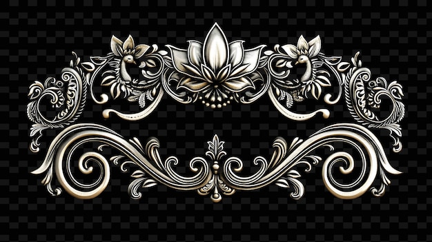 PSD indian royal silver frame mit lotus und paisley border deco png luxuriöses hintergrunddesign