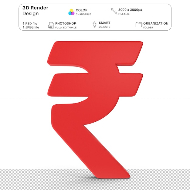 Indian Rupee Mockup 3D-Modellierung PSD-Datei Realistische indische Rupie