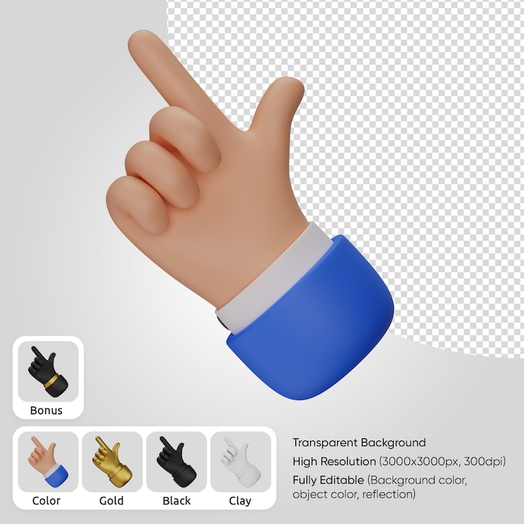 PSD índice de revés 3d apuntando