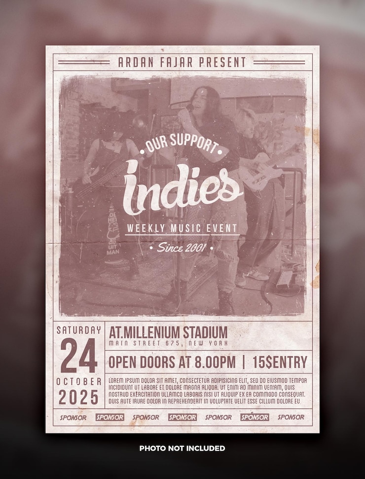 PSD indies night club party event a4 flyer o modello di post su instagram in psd