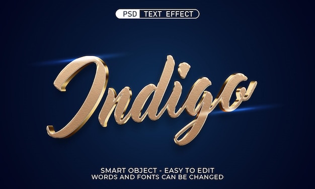 PSD indigo 3d efecto de texto editable estilo 3d