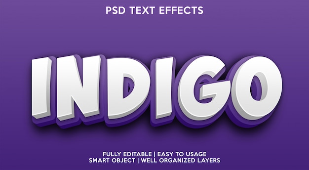 PSD indigo-texteffektvorlage