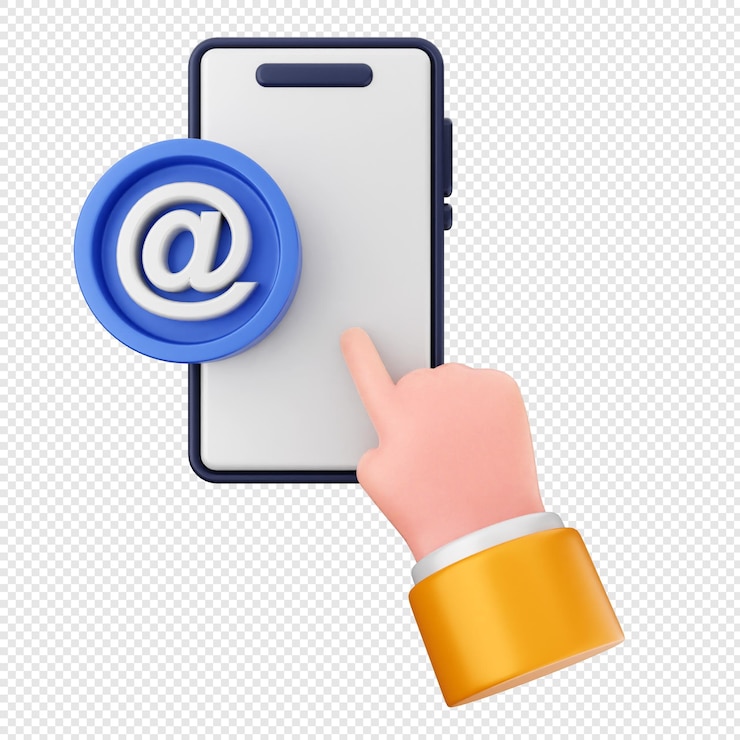 PSD indirizzo e-mail dell'icona dello smartphone 3d