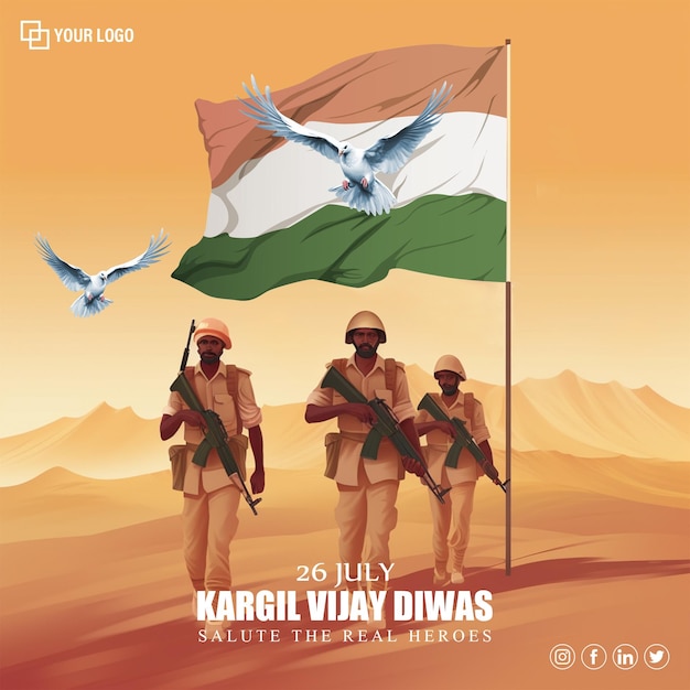 Indischer patriotischer hintergrund mit einem mann der indischen armee, der die flagge hält