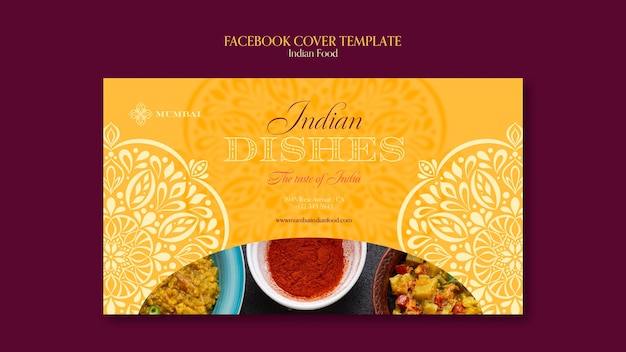 PSD indisches restaurant social media cover-vorlage mit mandala-design