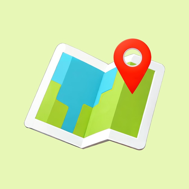 Individuare la mappa 3d cartoon illustrazione