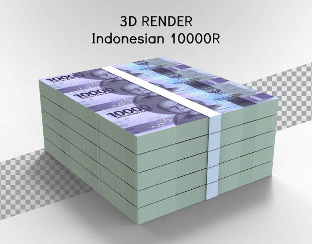 Indonesia 10000r representación 3d