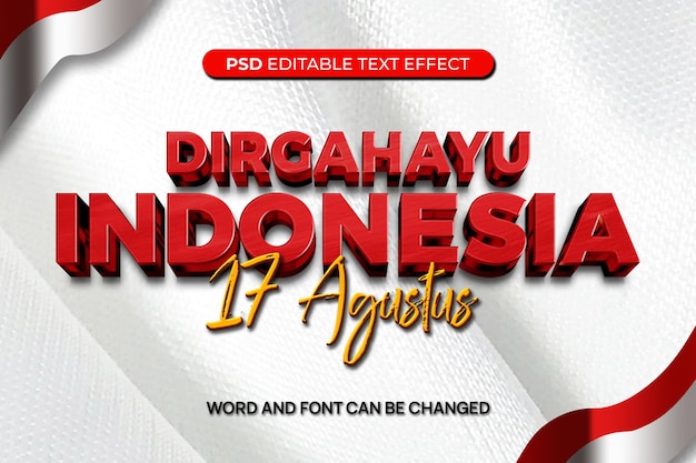 PSD indonesia dirgahayu efecto de texto 3d