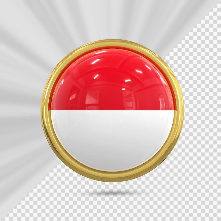 PSD indonesia flag icon with gold 3d render