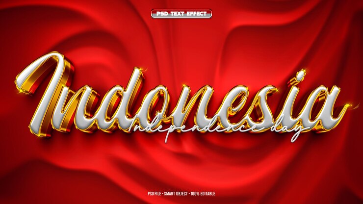 PSD indonesia independence day 3d editable text effect