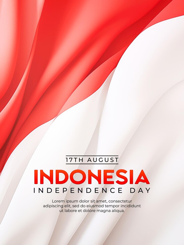 PSD indonesian independence day poster template with red and white background