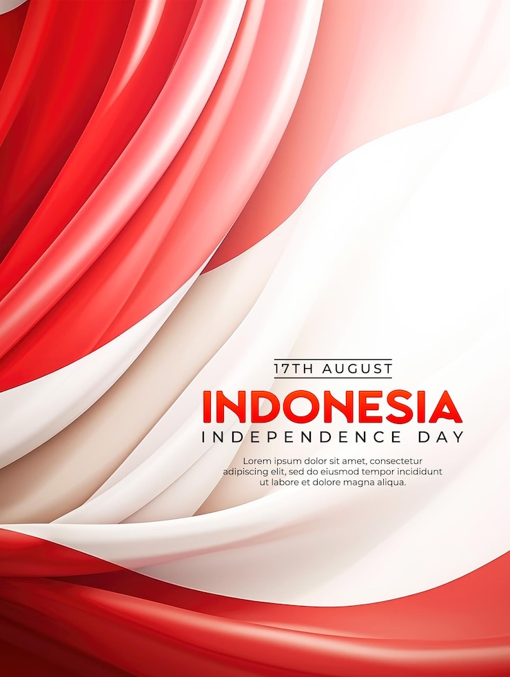 PSD indonesian independence day poster template with red and white background