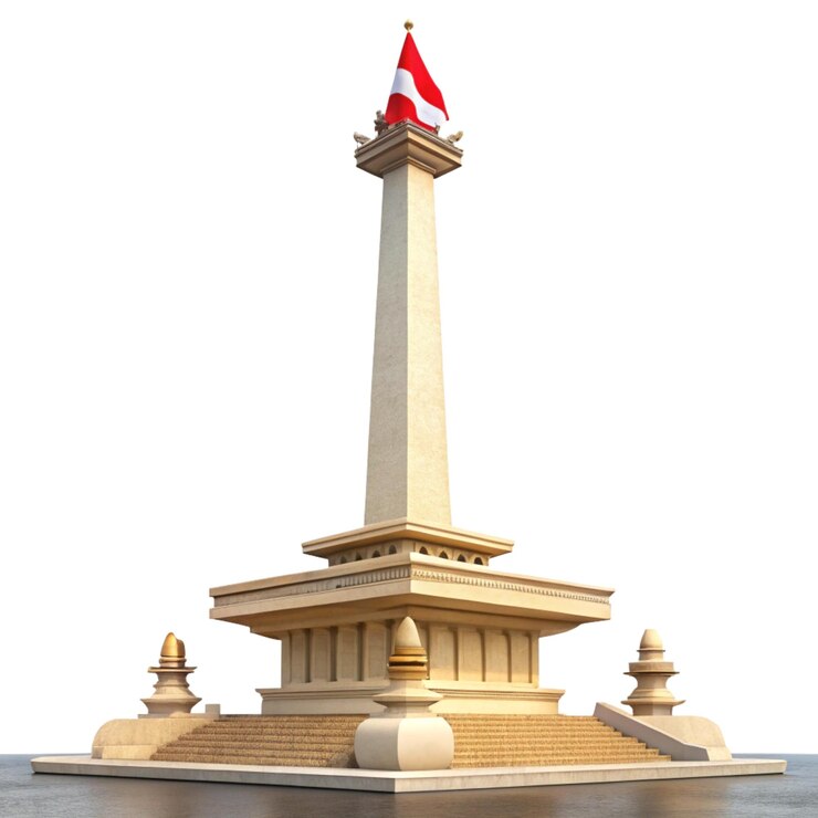 PSD indonesian national monument monas on transparent background