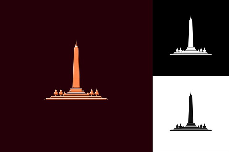 PSD indonesian national monument monas with a minimalist design culture inspired abstract vector design