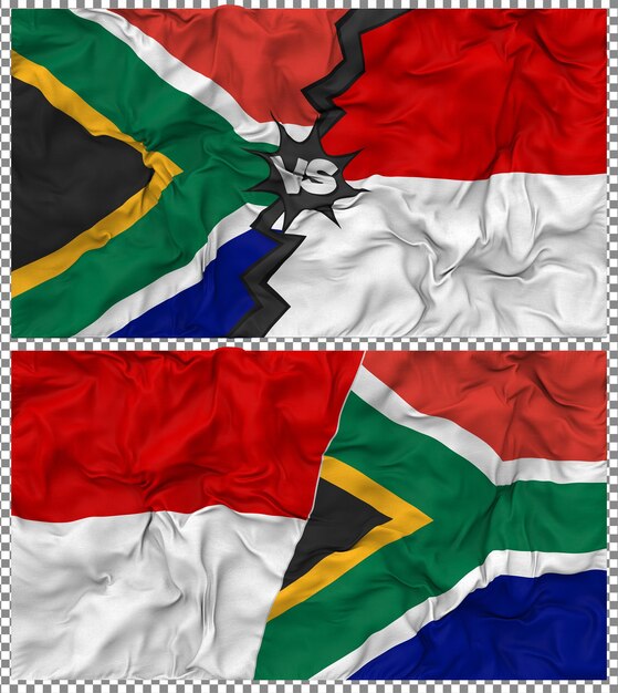 Indonésie contre l'Afrique du Sud Half Combined Flag Cloth Bump Texture Rendering 3D