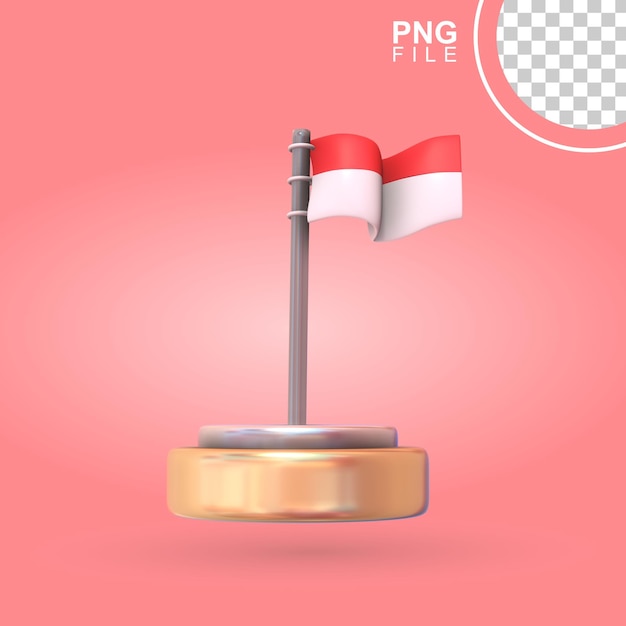 PSD indonesien-flagge auf podium 3d-ikone zur feier des nationalstolzes