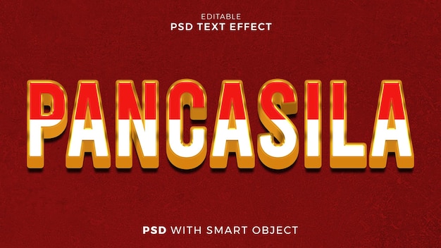 indonesien pancasila tag 3d-stil texteffekt bearbeitbare vorlage