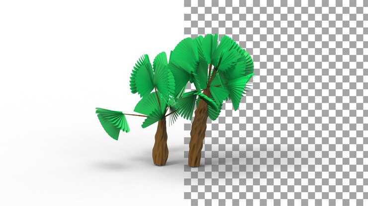 PSD indoor plam plant with shadow 3d render