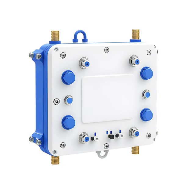 Industrial Control Panel with Blue and White Design