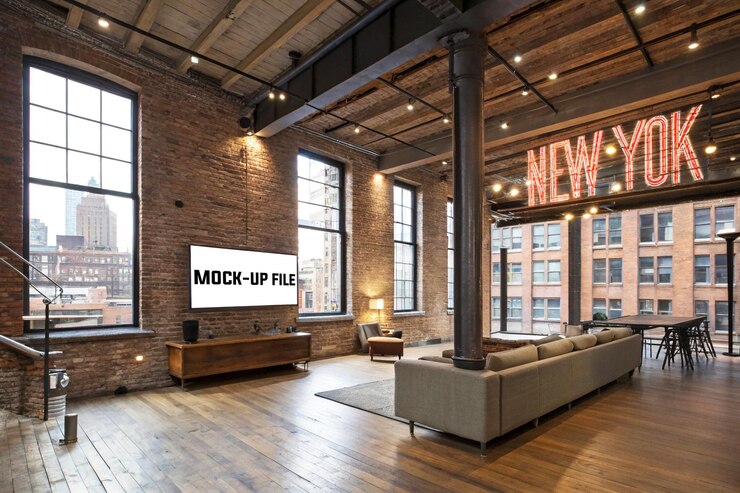 PSD industrial loftstyle living room