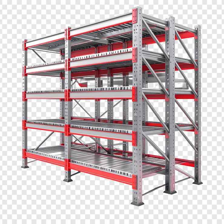 PSD industrial metal shelving unit four tier storage rack