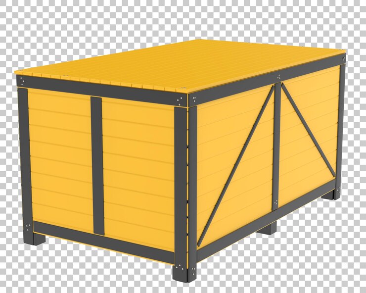 PSD industrial shipping box on transparent background 3d rendering illustration