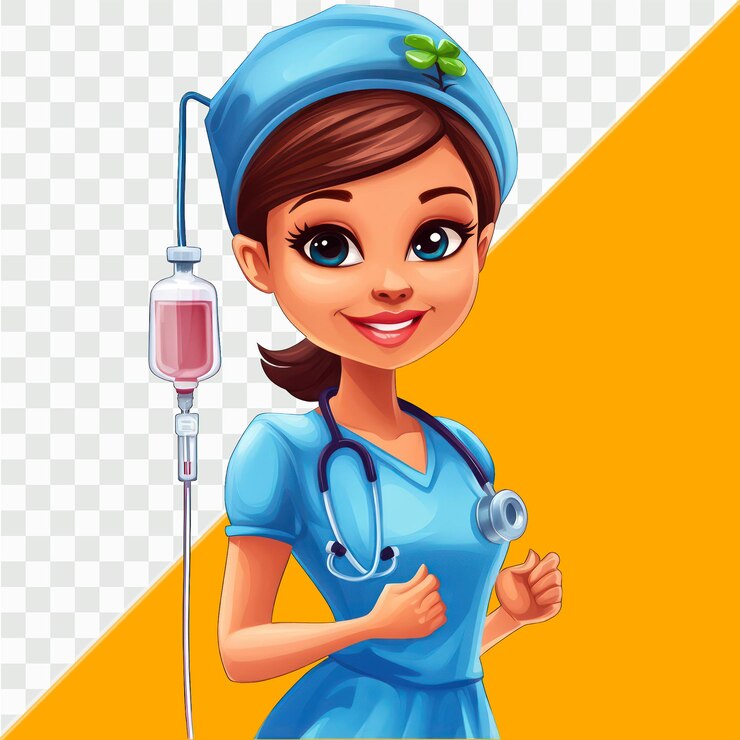 PSD l'infirmière de dessin animé souriante