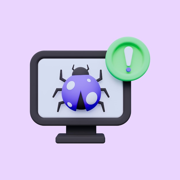 Infizierte Computer-Virus 3D-Symbol