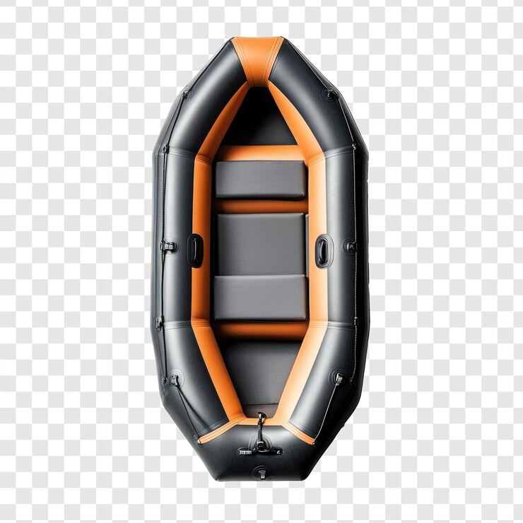 PSD inflable vista superior del barco aislado sobre un fondo transparente