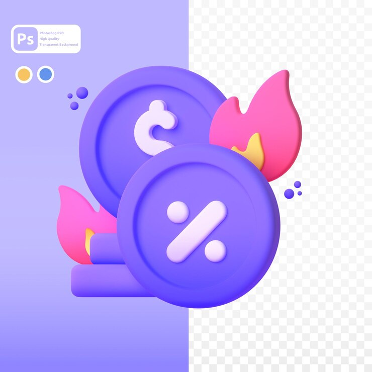 PSD inflación en render 3d para presentación web de activos gráficos u otros