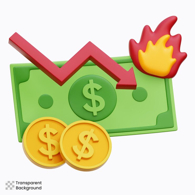 PSD inflation des geldes 3d-ikonen-illustration