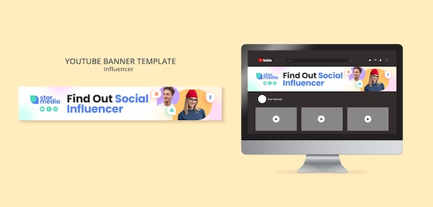 PSD influencer youtube channel art designvorlage