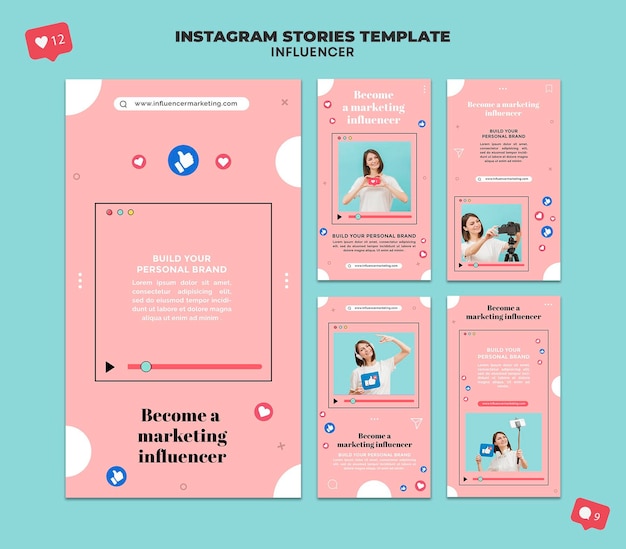 PSD influenciador de histórias de mídia social