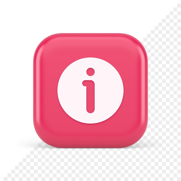 info button information character faq question answer help support web app 3d realistic icon