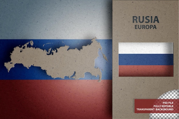 PSD infografía con el mapa y la bandera de rusia