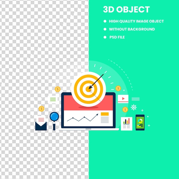 PSD infografía de marketing digital concepto de marketing de medios sociales para la estrategia de gestión de marketing