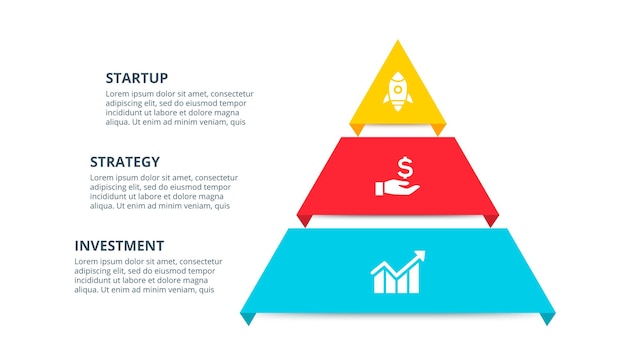 PSD infografía piramidal con 3 opciones. plantilla de presentación de negocios.